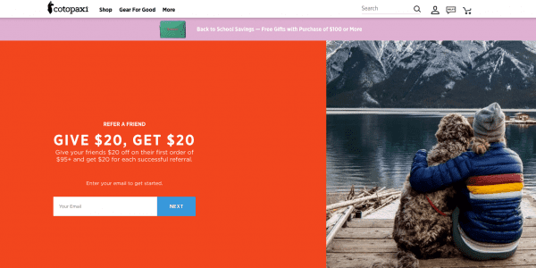 cotopaxi referral program sports outdoor goods shopify referral examples referralcandy