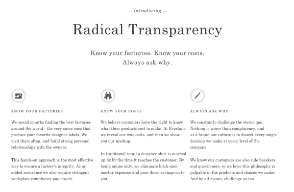 Everlane Radical Transparency mission
