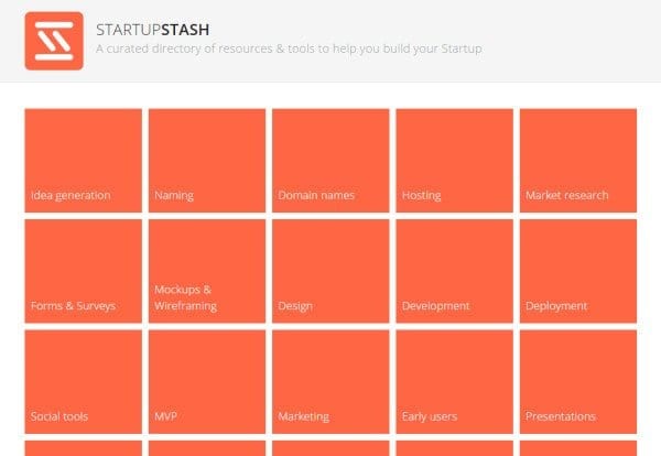Startup Stash homepage