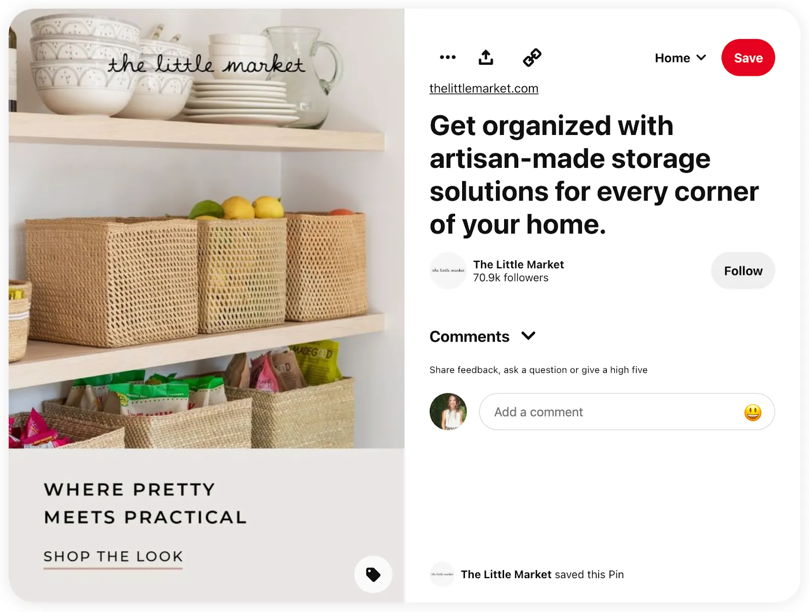 Pinterest post example from The Little Market