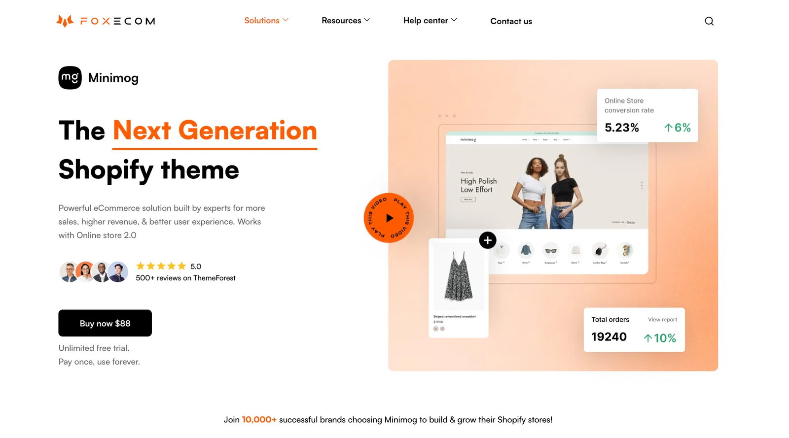 Minimog Shopify theme demo page