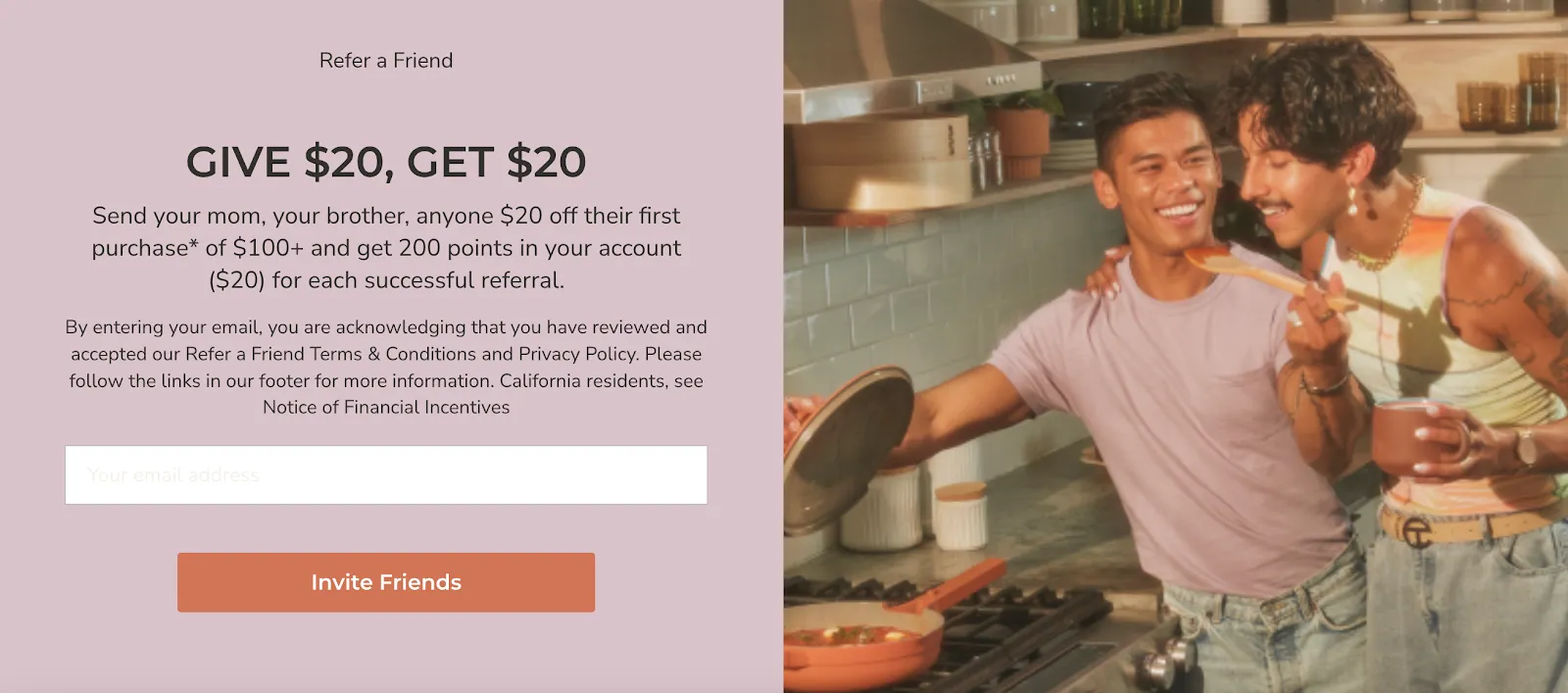 Our Place referral landing page
