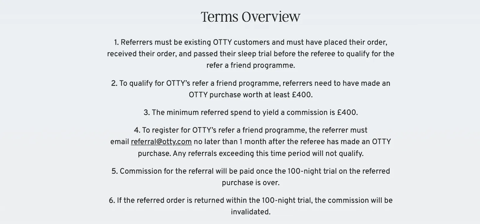 Otty Terms Overview