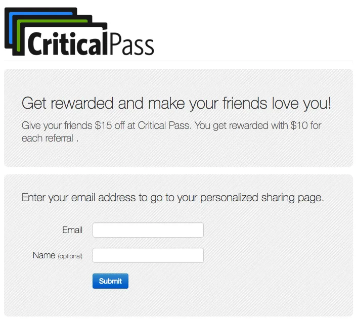 CriticalPass get rewarded program