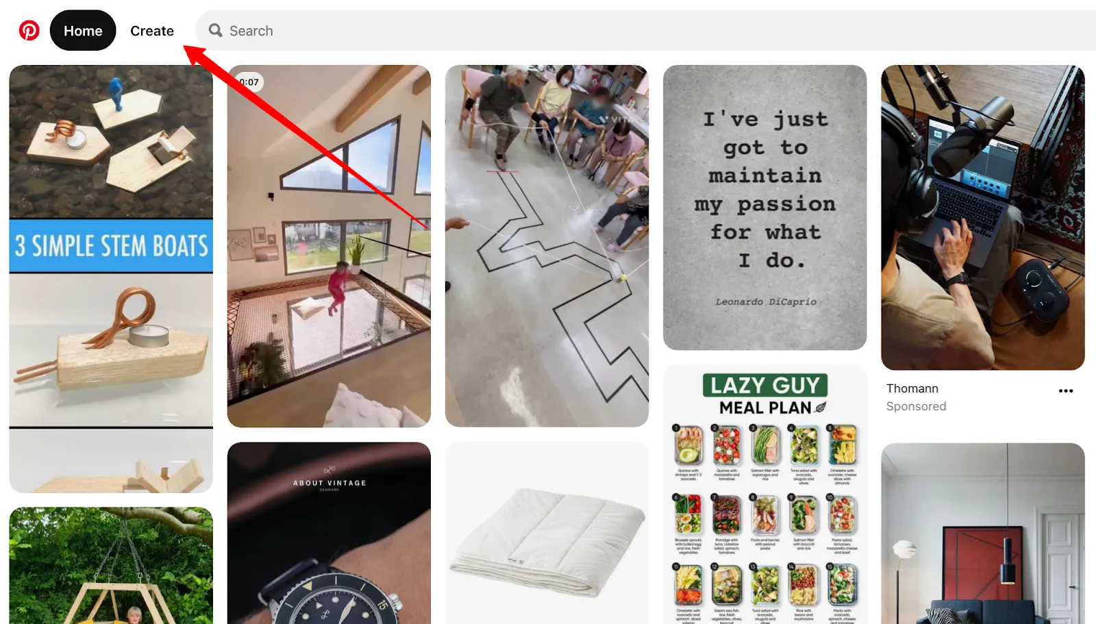 Pinterest feed screenshot