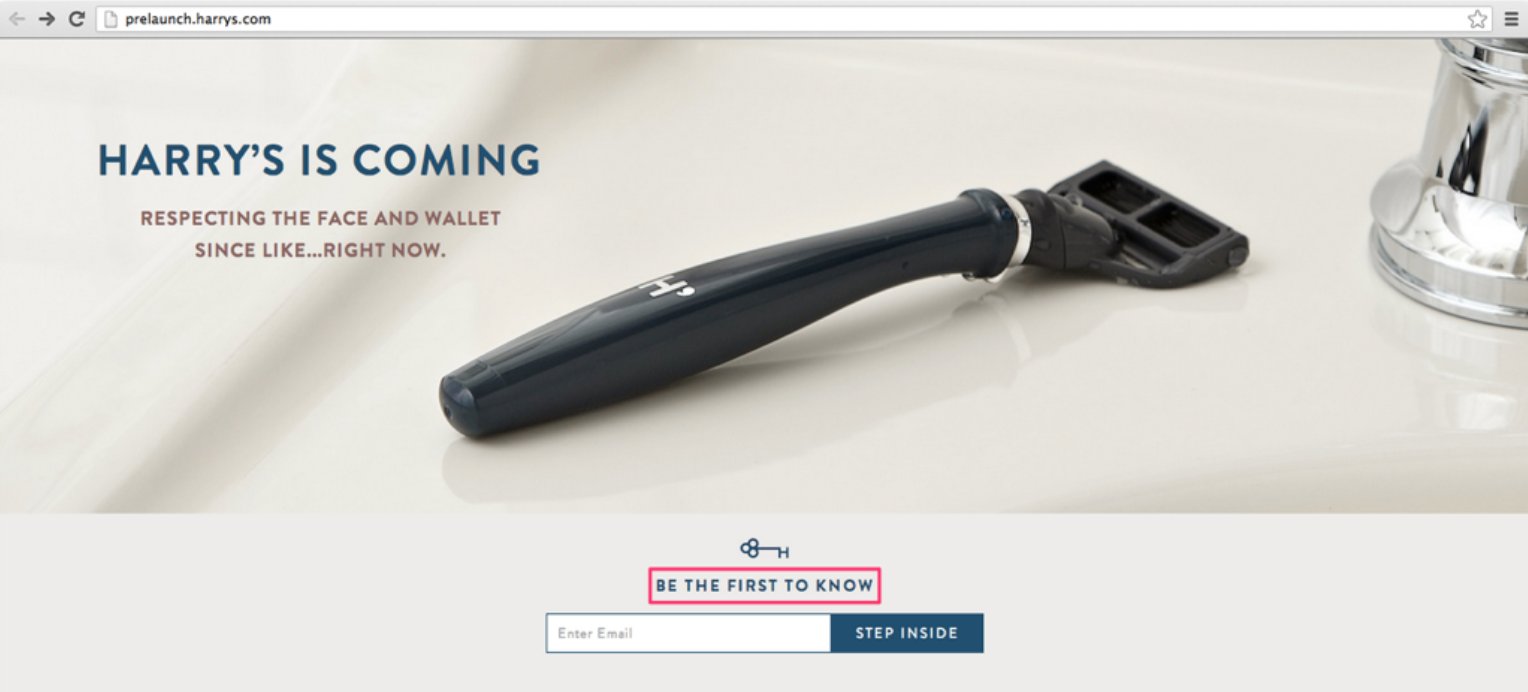 Harry's is coming prelaunch page