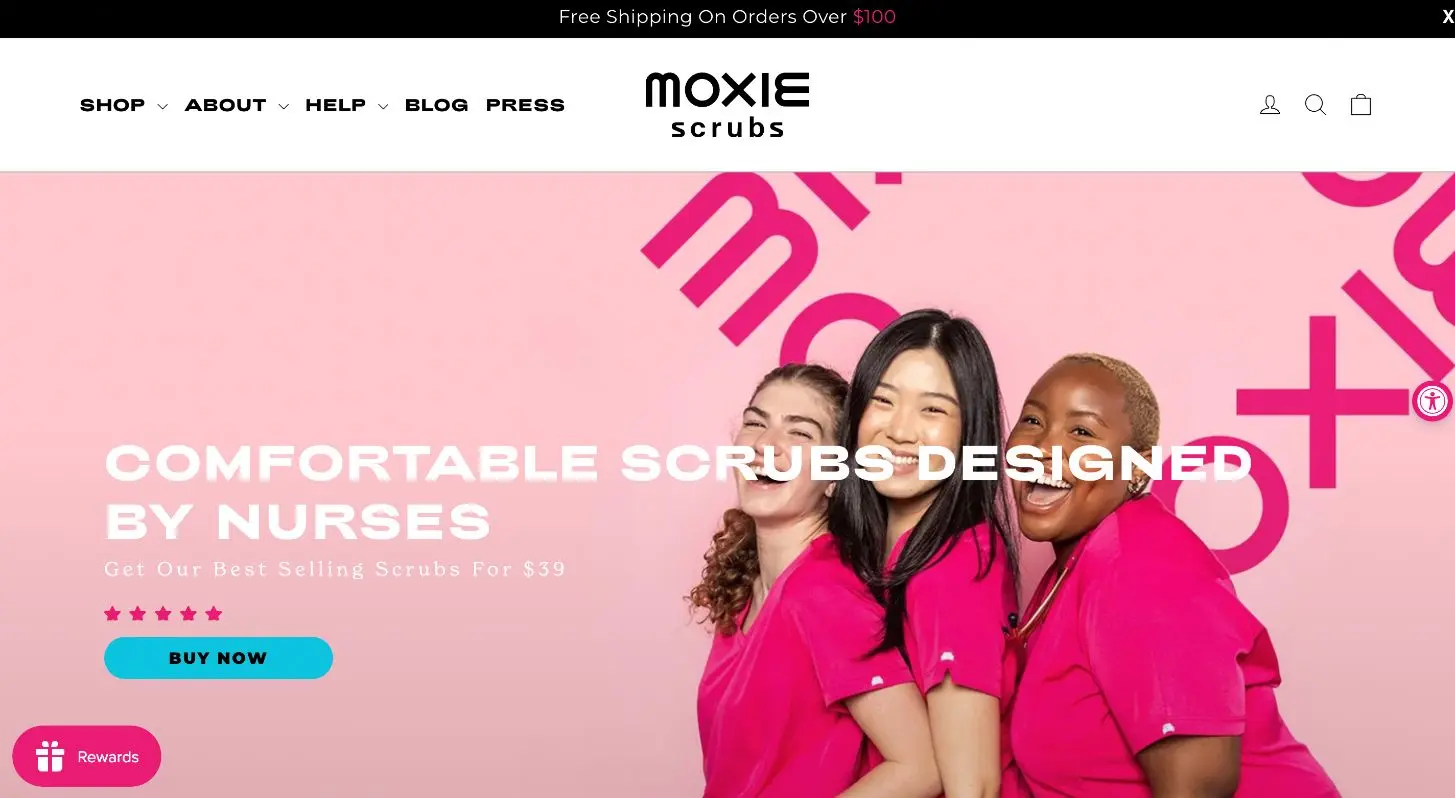 Moxie Scrubs home page