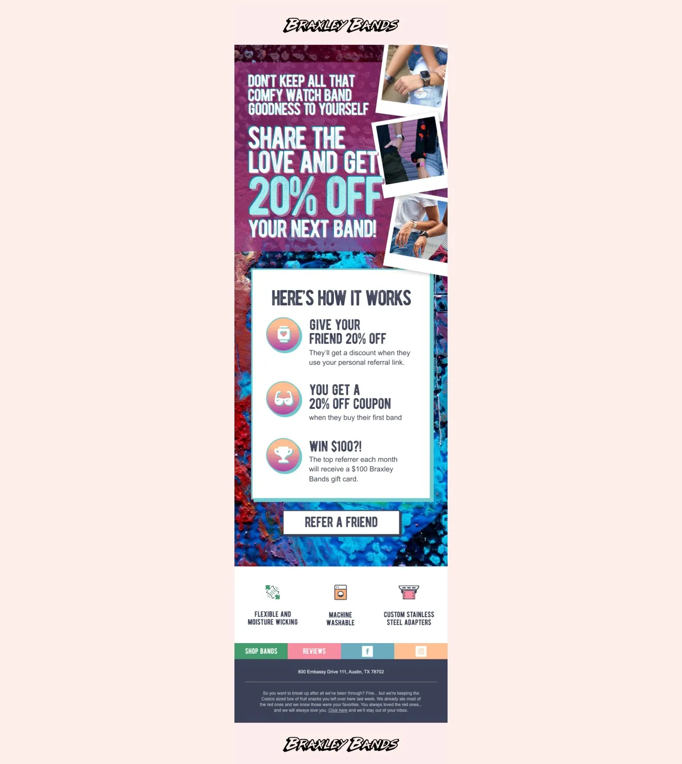 Braxley Bands referral email campaign