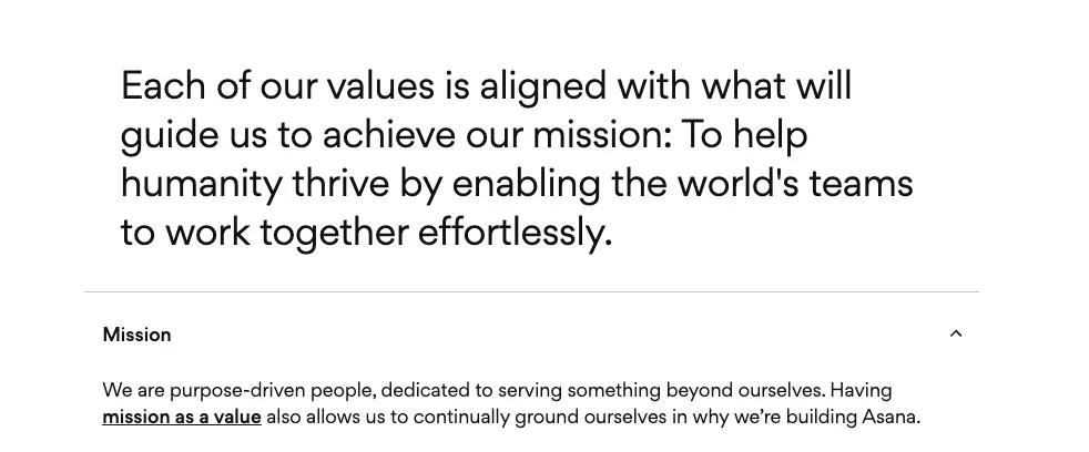 Asana's mission statement