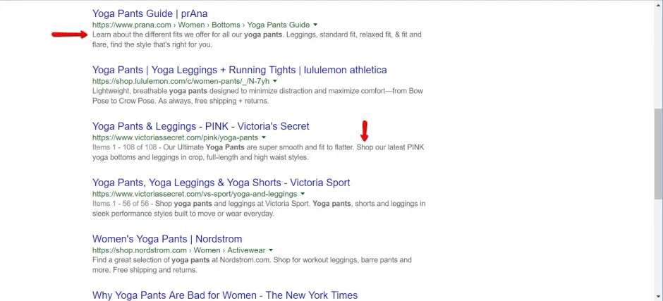 shopify seo - call to action CTA meta google results for shopify keywords