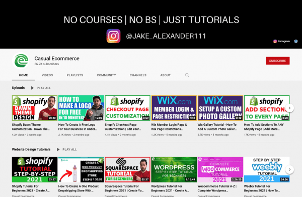 Casual Ecommerce YouTube