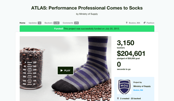 Ministry of Supply ATLAS socks Kickstarter